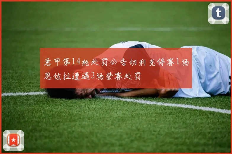 意甲第14轮处罚公告切利克停赛1场恩佐拉遭遇3场禁赛处罚